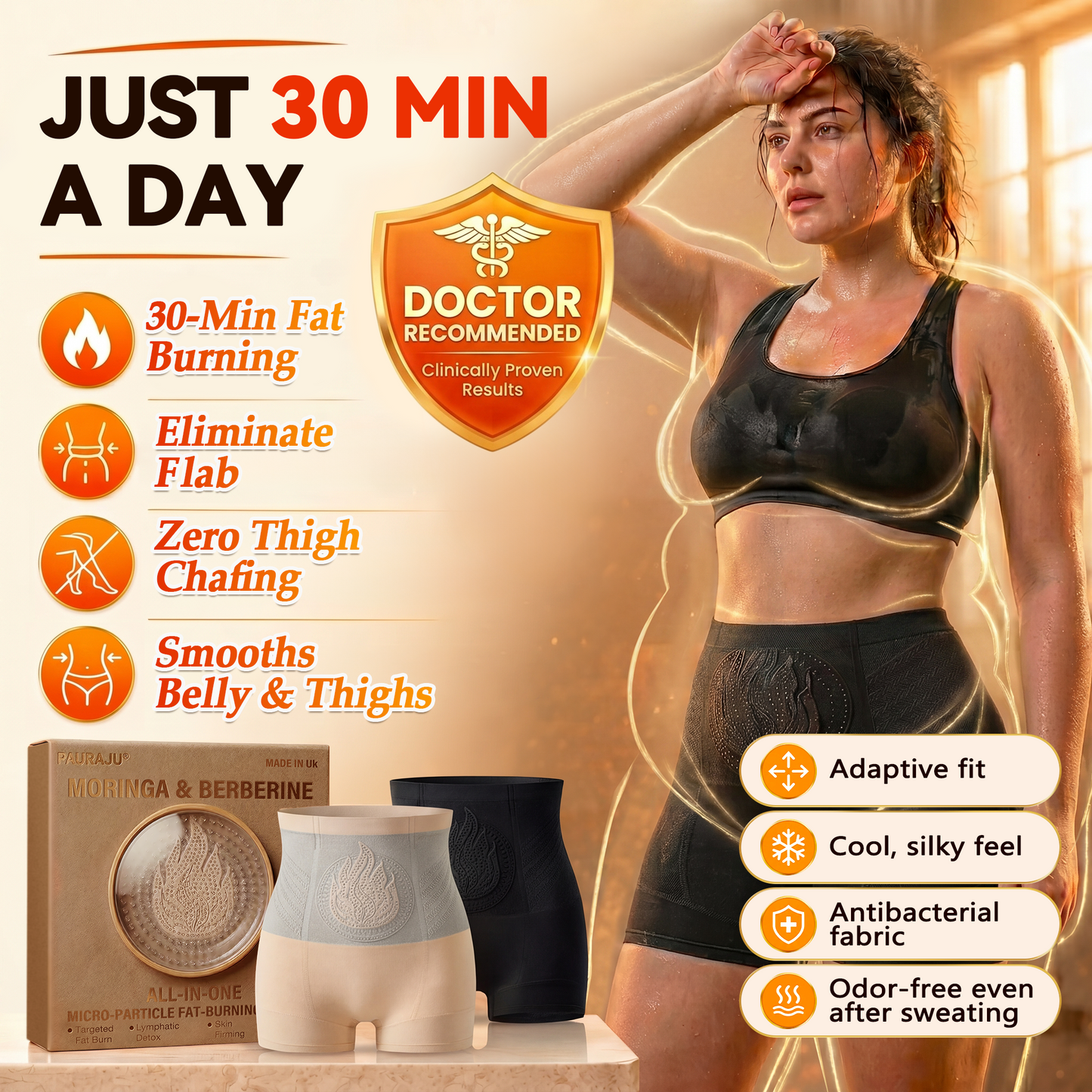 🧧🎈PAURAJU® 30-Min All-in-One Micro-Particle Fat-Burning Shorts✅Ignites deep microcirculation to melt fat, flush toxins, and reverse metabolic aging.