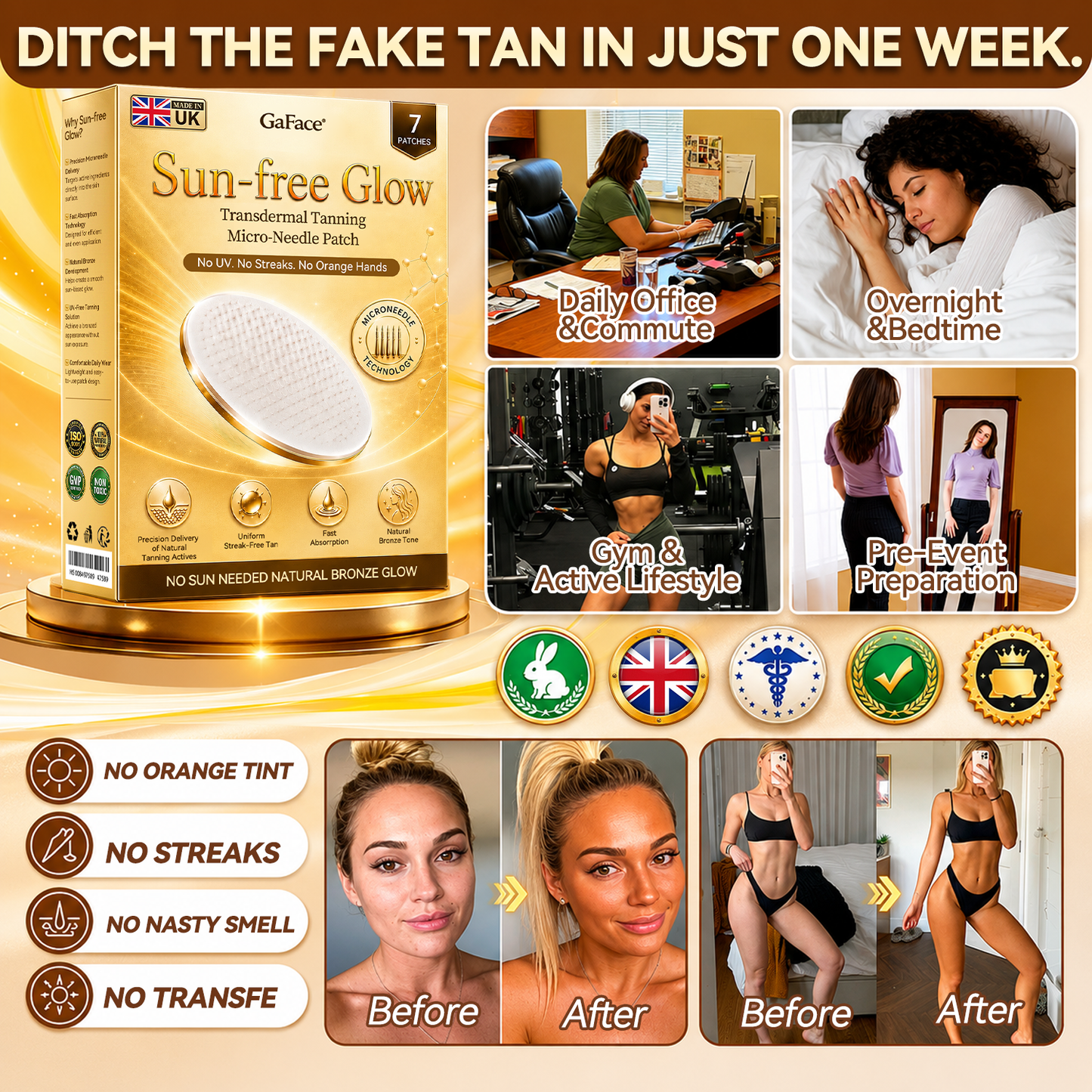 𝗚𝗮𝗳𝗮𝗰𝗲®☀️ 🐻Sunless Natural Glow Transdermal Tanning Micro-Needle Patch