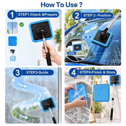 All-In-One Magnetic Window Cleaner🔥 — Dual-Sided Cleaning, Washable Pads for Home & Car | One Kit, Cleaner Glass, Less Effort 💎