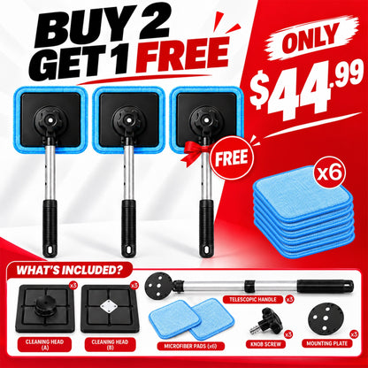 All-In-One Magnetic Window Cleaner🔥 — Dual-Sided Cleaning, Washable Pads for Home & Car | One Kit, Cleaner Glass, Less Effort 💎